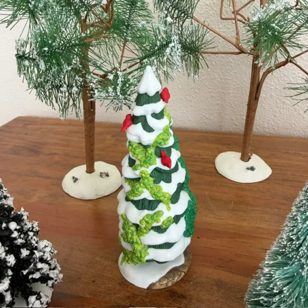 Misc Mixed Lot of Christmas Village Trees - Some Department 56 and Lemax